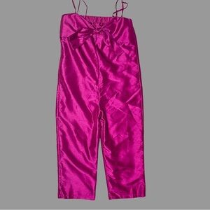 💛 S 💛 NWT Anthro Hutch Jumpsuit Bow Adjustable Satin Formal Party Wedding